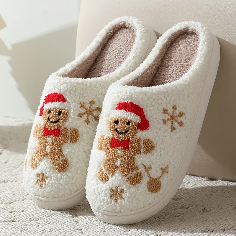 Embroidery Garments - Рождественские женские тапочки, милые тапочки в