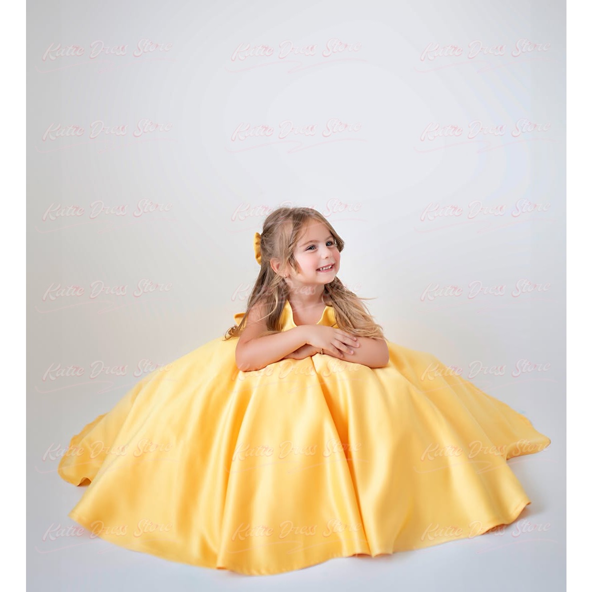 Желтое атласное платье для дев – обзор и цена Embroidery Yellow Dress