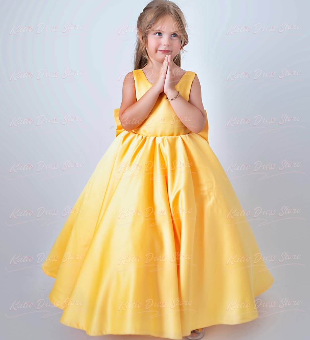 Желтое атласное платье для дев – обзор и цена Embroidery Yellow Dress