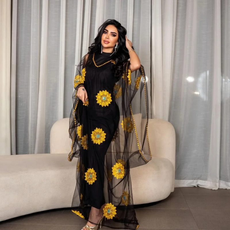 Женское длинное платье макси с – обзор и цена Embroidery Yellow Dress