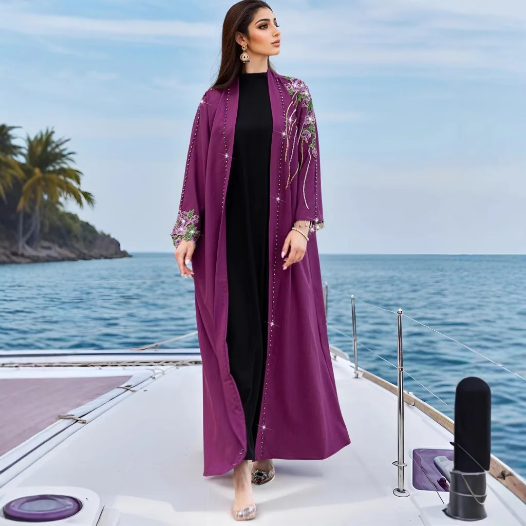 Вышитая открытая абайя, дубайс – обзор и цена Embroidery Kebaya