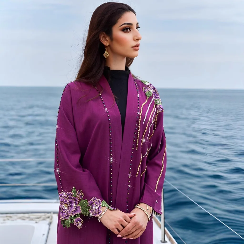 Вышитая открытая абайя, дубайс – обзор и цена Embroidery Kebaya
